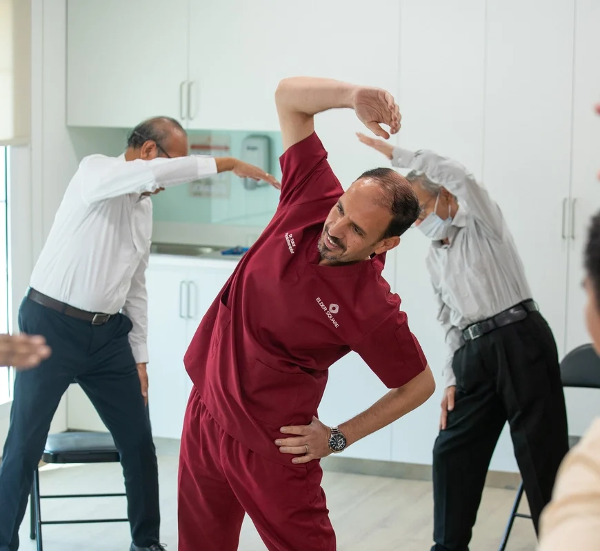 A group stretching class